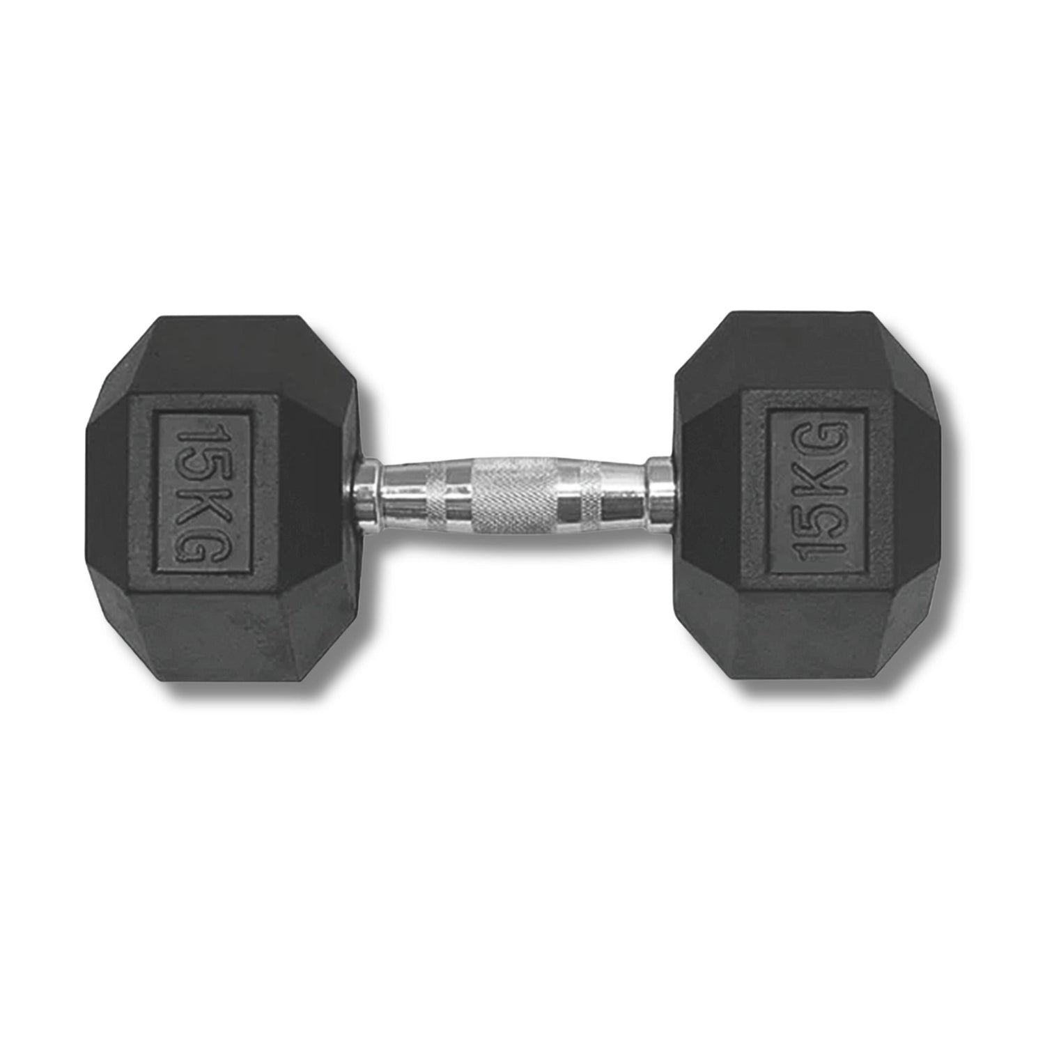 15KG HEX DUMBBELL - RUBBER COATED - 24/7 Gym Equipment