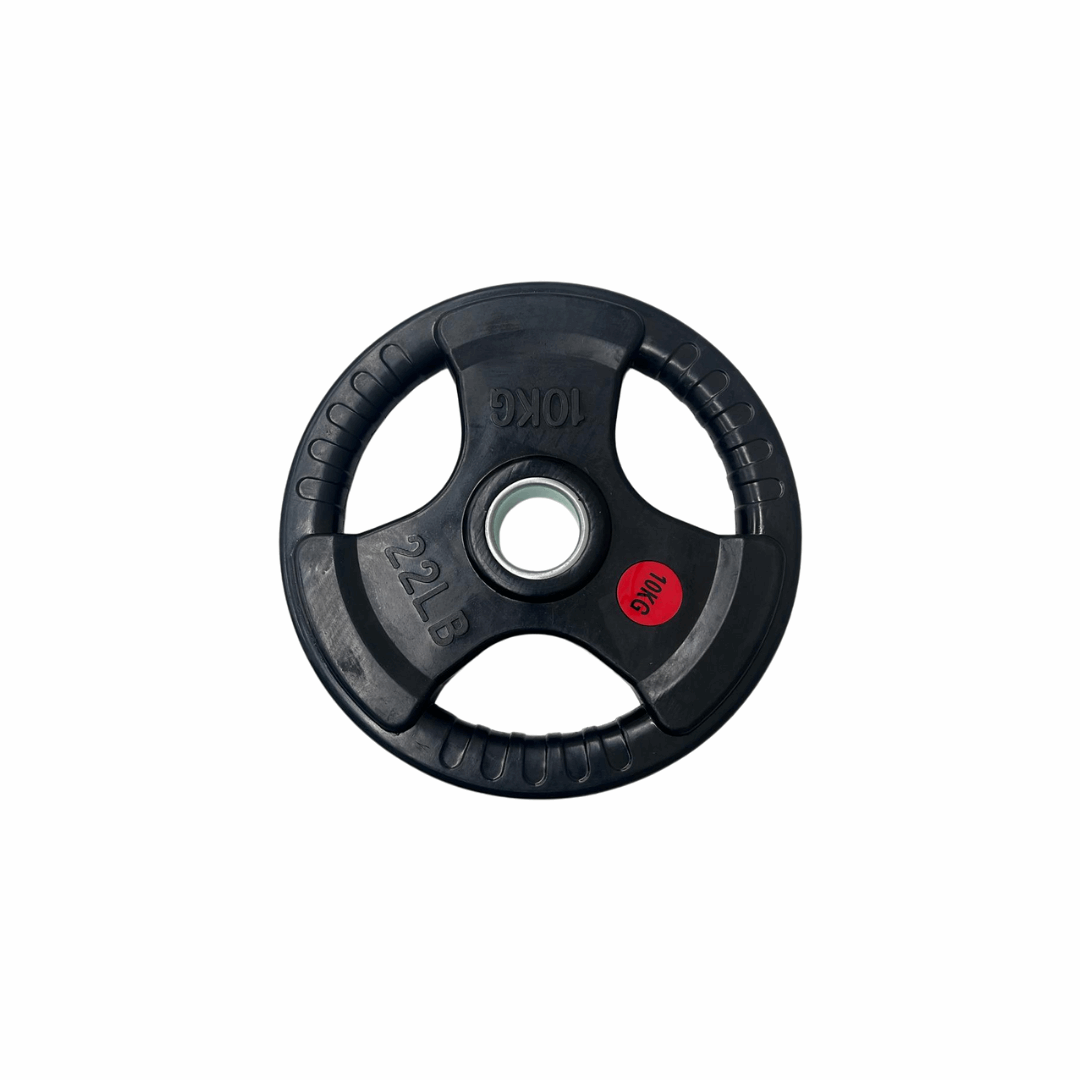 25KG Tri - Grip Olympic Plate – Rubber - Coated & Olympic - Sized Centre Hole - 24/7 Gym Equipment