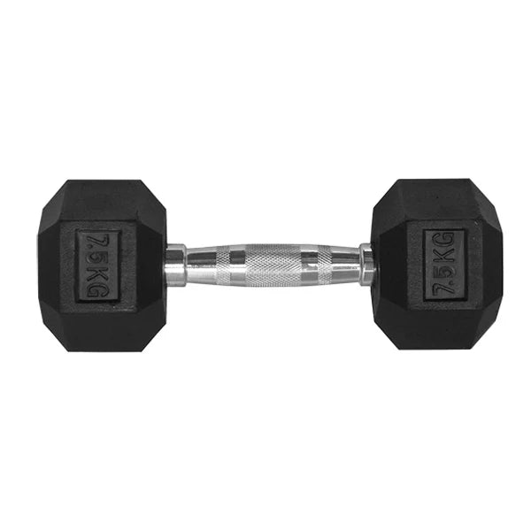 7.5KG HEX DUMBBELL - RUBBER COATED - 24/7 Gym Equipment