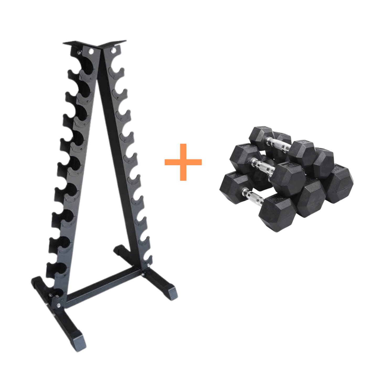Dumbbell Set 5kg to 25kg with 10 - Pair Rack – Commercial Grade - 24/7 Gym Equipment