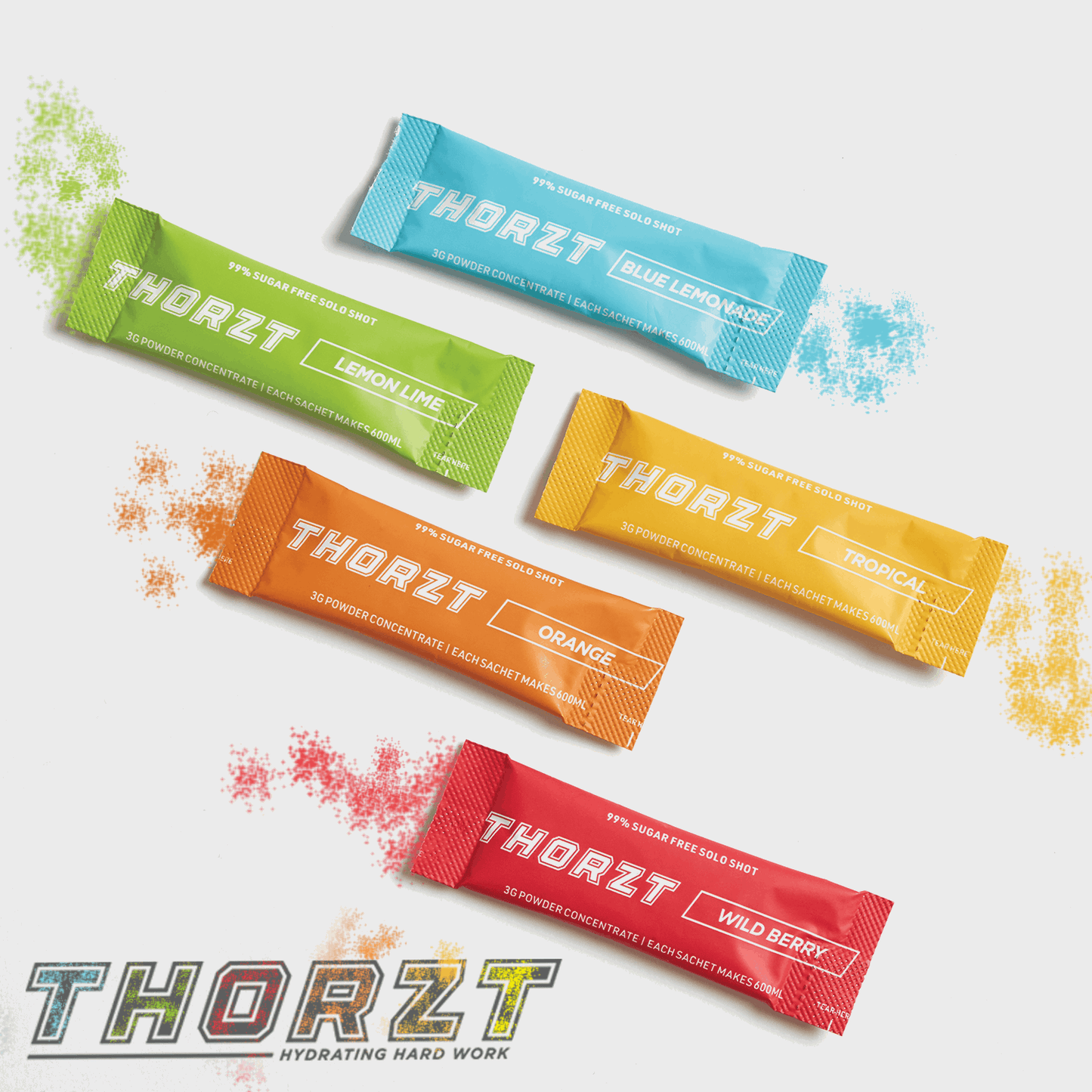 Thorzt Sugar - Free Electrolyte Solo Shot - Mixed Flavours 50 x 3g - 24/7 Gym Equipment