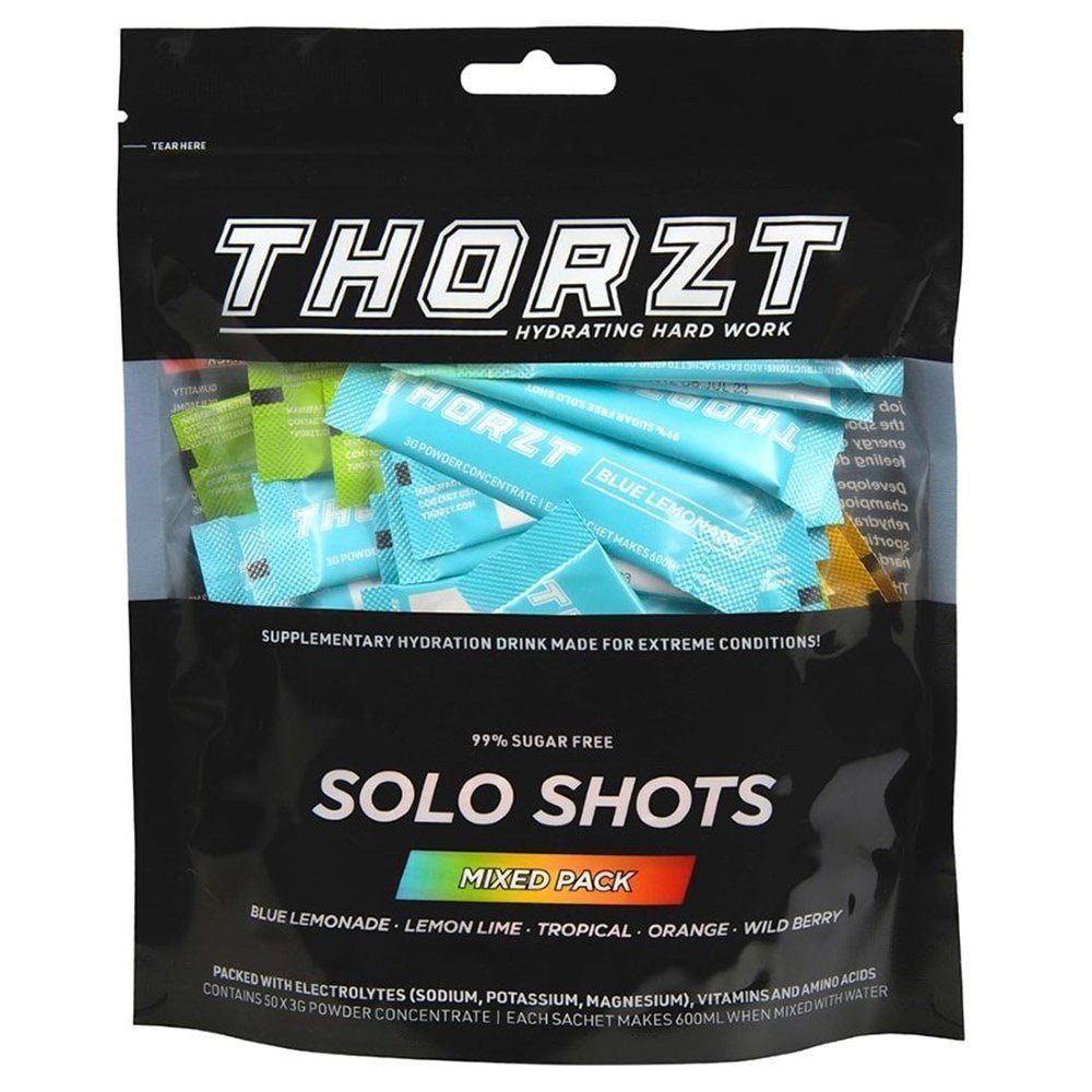 Thorzt Sugar - Free Electrolyte Solo Shot - Mixed Flavours 50 x 3g - 24/7 Gym Equipment