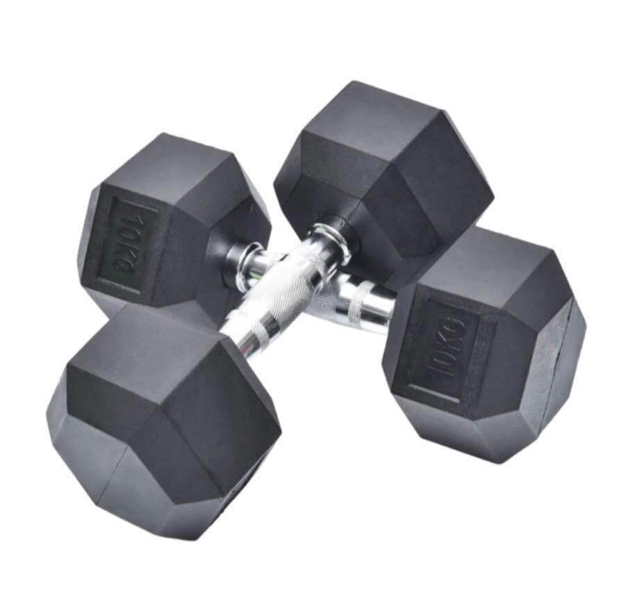 HEX DUMBBELLRUBBER COATED - PAIRS - 24/7 Gym Equipment