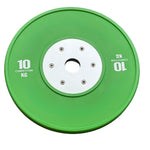 10kg Green calibrated competition bumper plate, 100% virgin rubber construction for durability and minimal bounce- 24/7 Gym Equipment