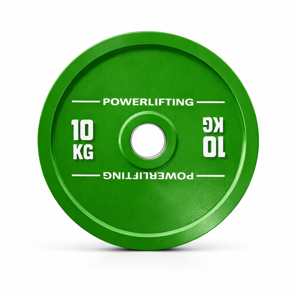 10kg Green competition standard steel plate for powerlifting and strength training - 24/7 Gym Equipment