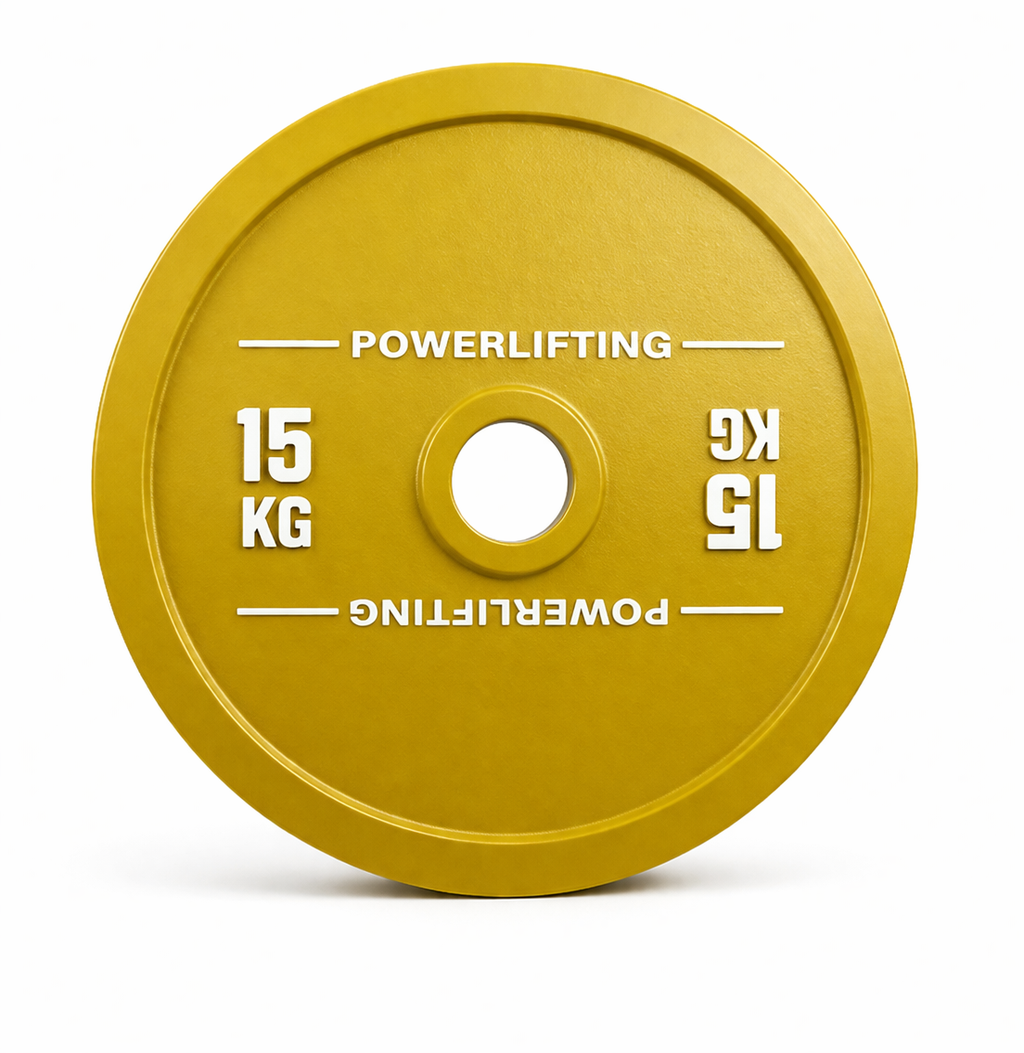 15kg Yellow cast iron weight plate with thin profile for home and commercial gyms- 247 Gym Equipment