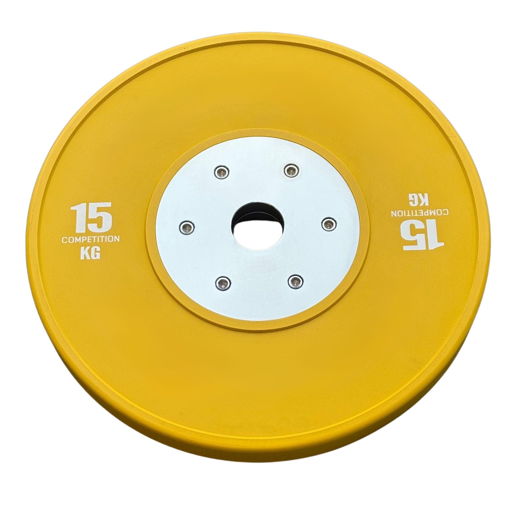 15kg Yellow color competition bumper plate, IWF standard 450mm diameter for weightlifting and CrossFit - 24/7 Gym Equipment