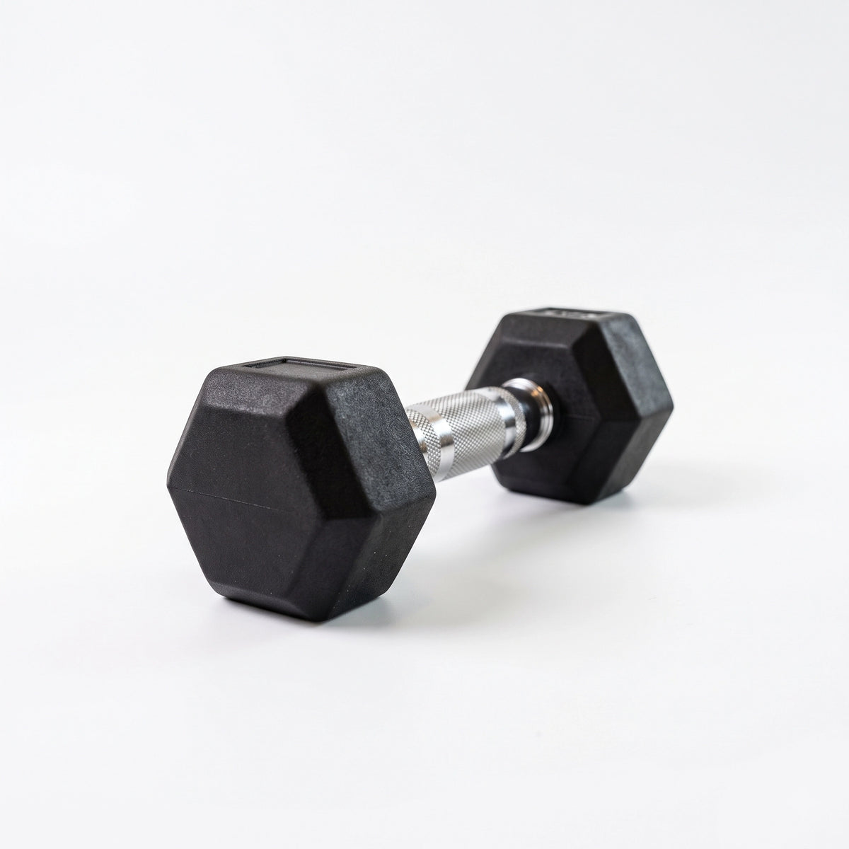 1kg hex dumbbell with rubber coating and chrome knurled handle