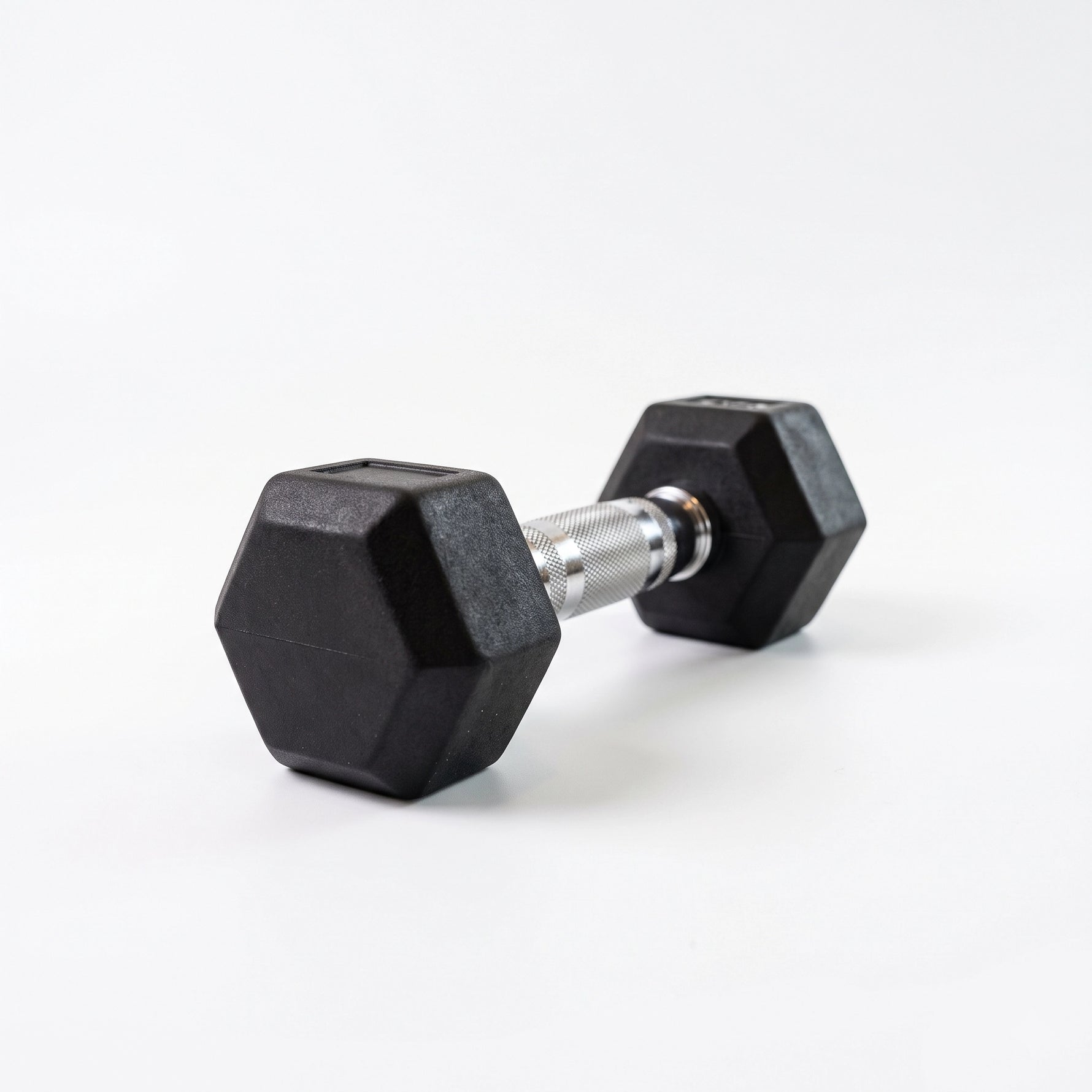 1kg hex dumbbell with rubber coating and chrome knurled handle