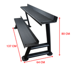 2 tier kettlebell storage rack display unit black steel frame rubber coated shelves gym storage rack 247 Gym Equipment