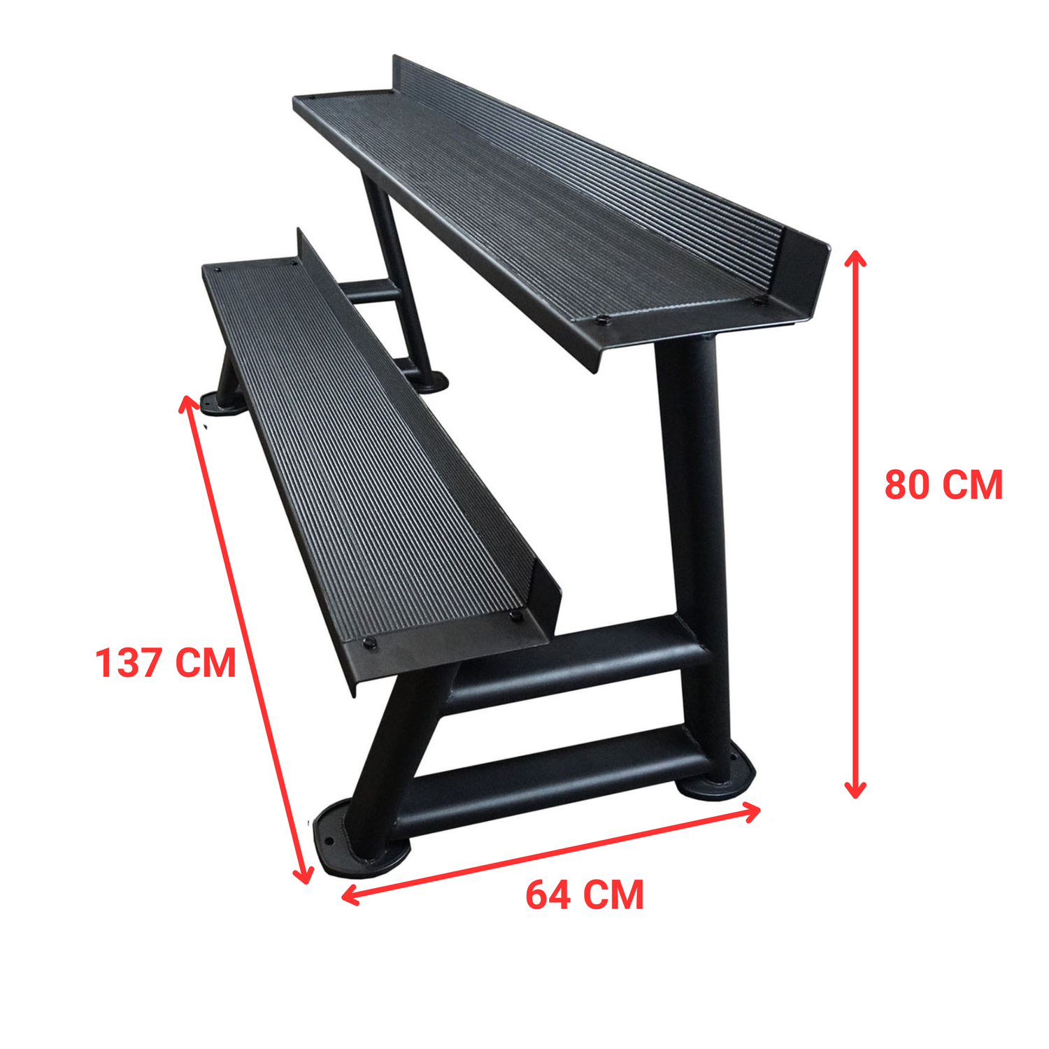 2 tier kettlebell storage rack display unit black steel frame rubber coated shelves gym storage rack 247 Gym Equipment