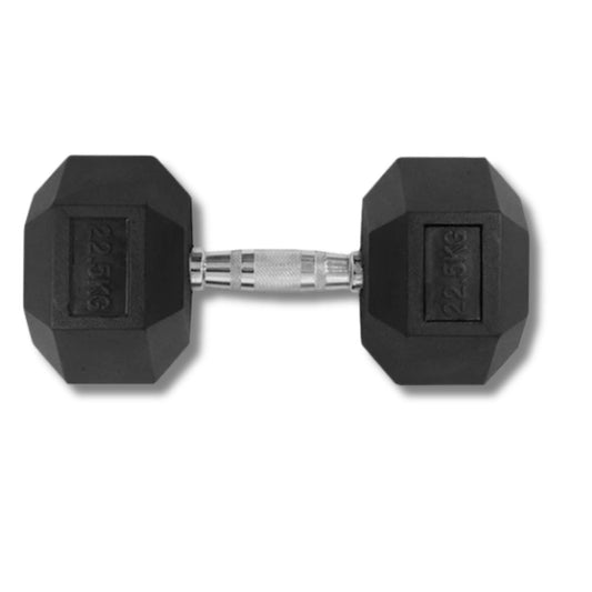 22.5KG HEX DUMBBELL - RUBBER COATED - 24/7 Gym Equipment
