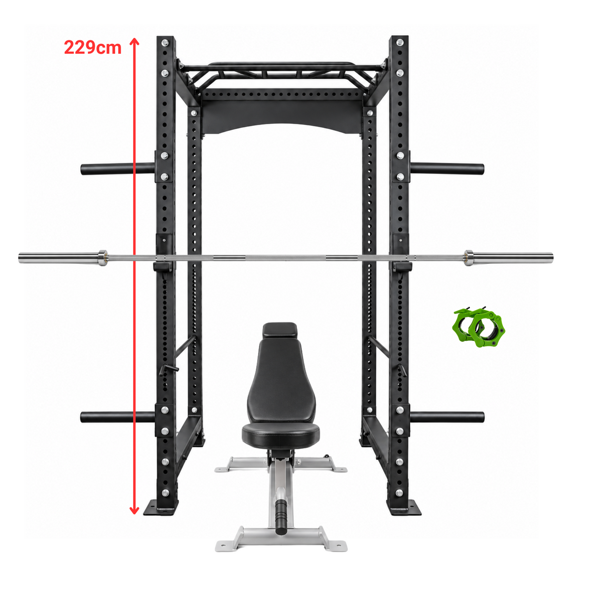 Power rack bundle with barbell and bench
