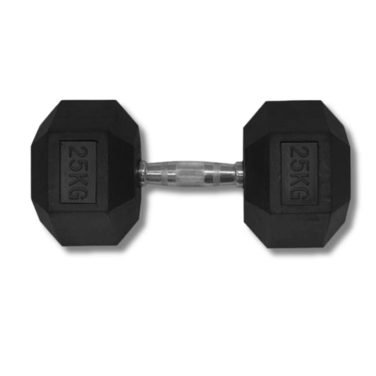 25KG HEX DUMBBELLRUBBER COATED - 24/7 Gym Equipment