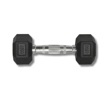 4 KG HEX DUMBBELL - RUBBER COATED - 24/7 Gym Equipment