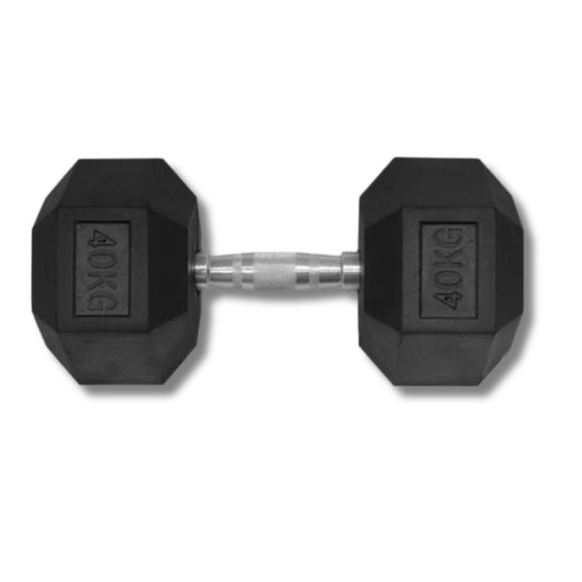 40KG HEX DUMBBELL - RUBBER COATED - 24/7 Gym Equipment