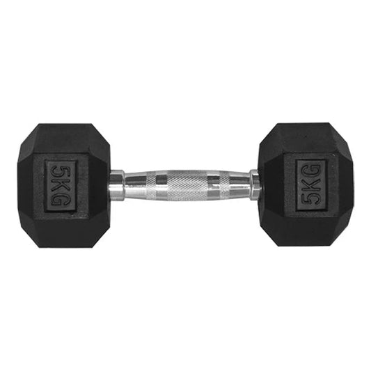 5KG HEX DUMBBELL - RUBBER COATED - 24/7 Gym Equipment