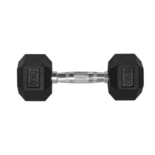 6 KG HEX DUMBBELL - RUBBER COATED - 24/7 Gym Equipment