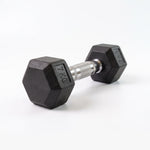 7kg hex dumbbell with rubber coating and chrome knurled handle