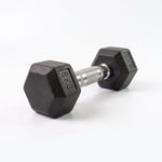 8kg hex dumbbell with rubber coating and chrome knurled handle