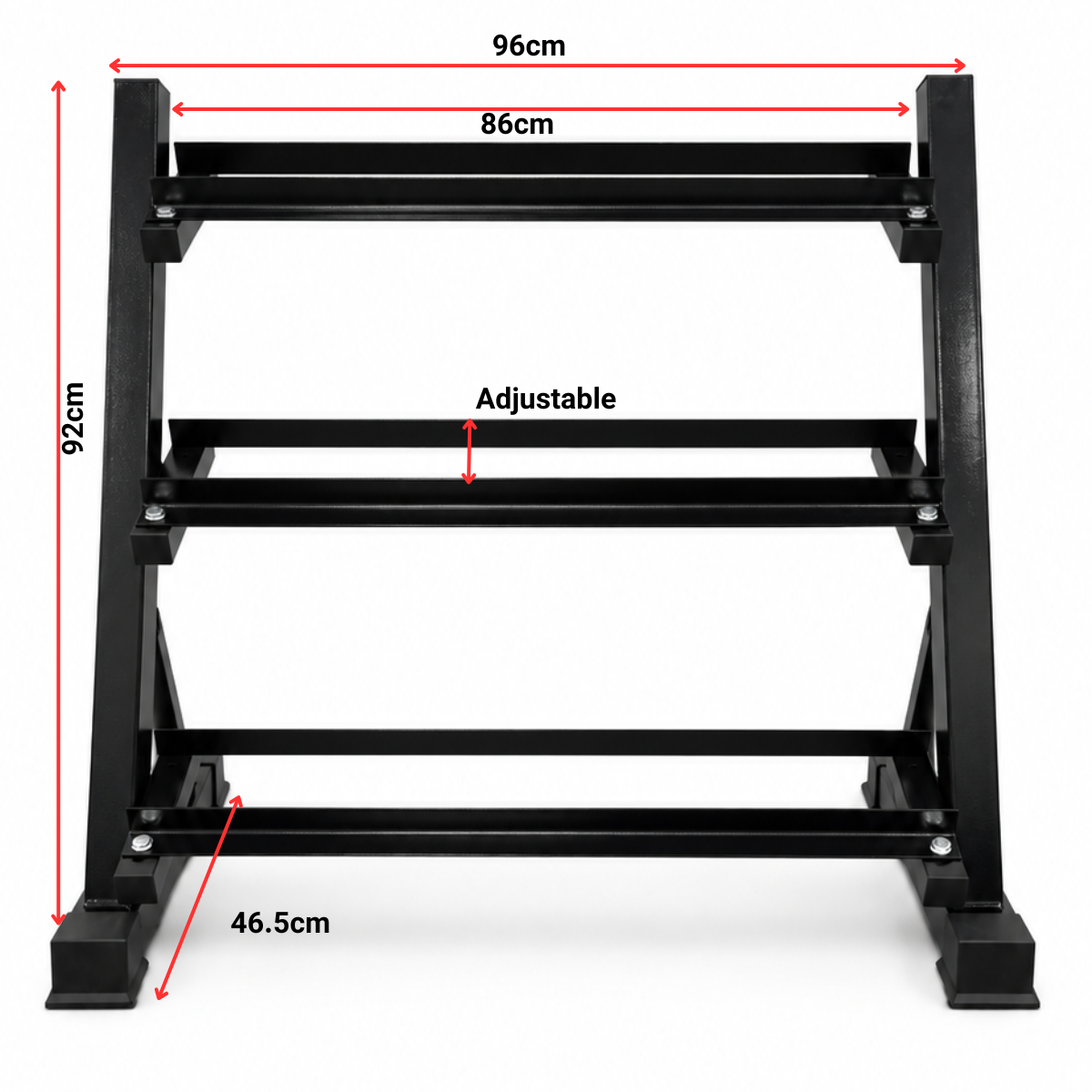 HEAVY DUTY 3 TIER DUMBBELL RACK - 96cm | Holds 10 Pairs