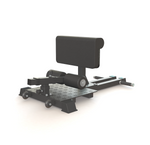 Commercial Sissy Squat Machine with adjustable back pad, padded calf rollers and large anti-slip footplate — heavy-gauge steel frame in metallic black powder coat finish, suitable for quad isolation and ab training in home gyms and commercial facilities