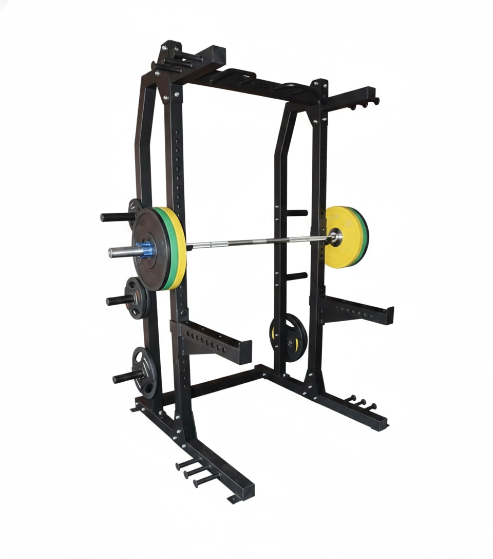 Commercial Squat Rack with Plate Holders 500kg capacity heavy duty 75x75mm steel frame for home and commercial gyms. - 24/7 Gym Equipment