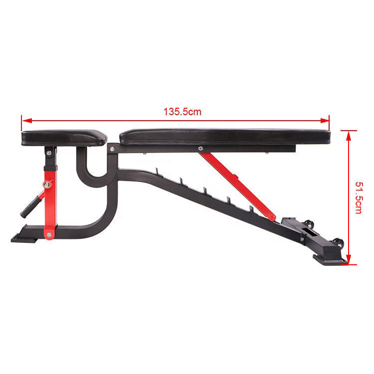 Dimensions of FID weight bench showing 150cm length and 51cm height