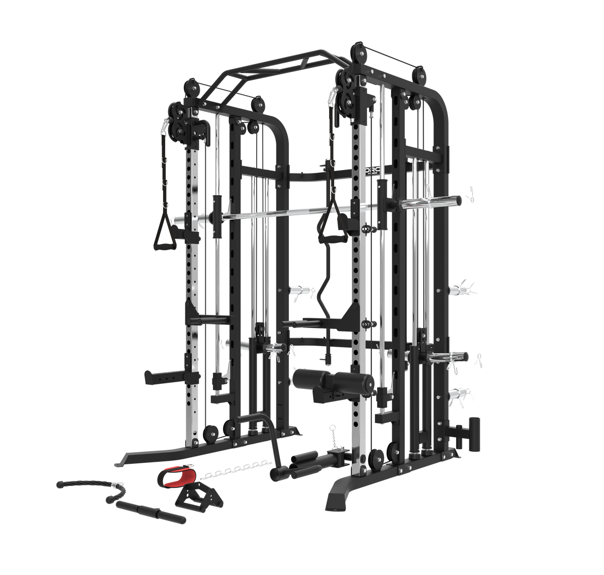 G5S plate-loaded functional trainer with Smith machine and safety rack – full view