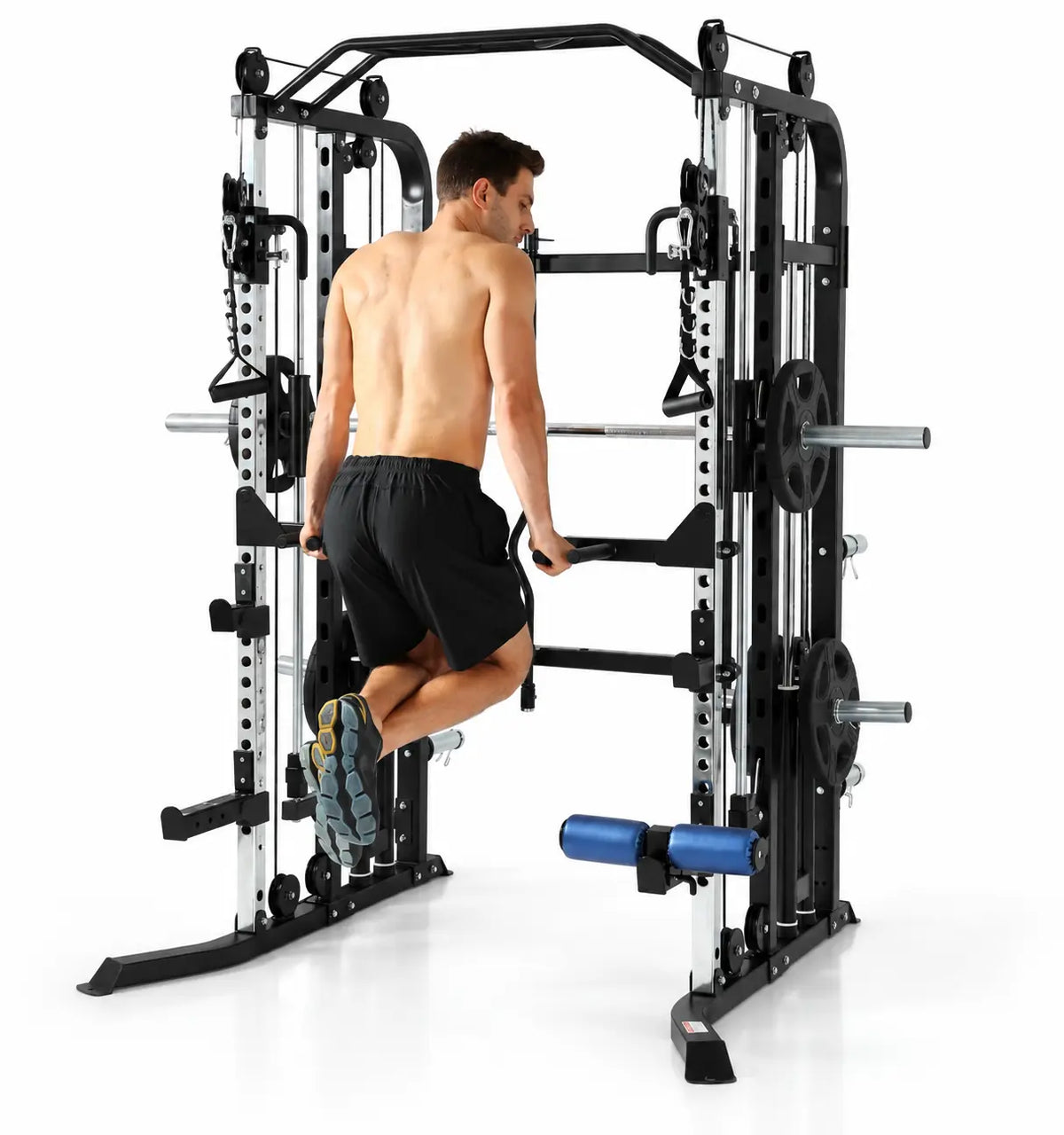 G5S plate loaded smith machine and functional trainer deep bar attachment workout 