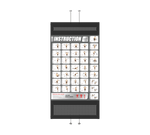A vertical black instruction chart with multiple white panels showing exercise or yoga poses, plus metal mounting hardware at the top and bottom, isolated on a white background.