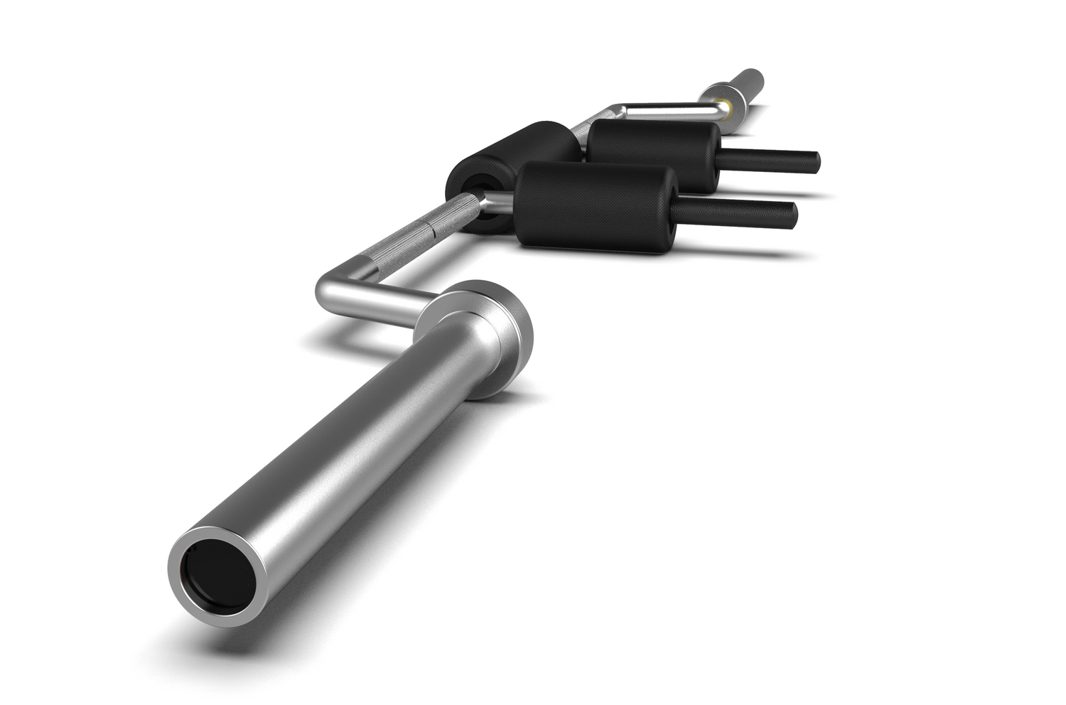 Close-up of safety squat bar padded yoke and dual forward-facing handles showing black foam padding and steel construction — 247 Gym Equipment
