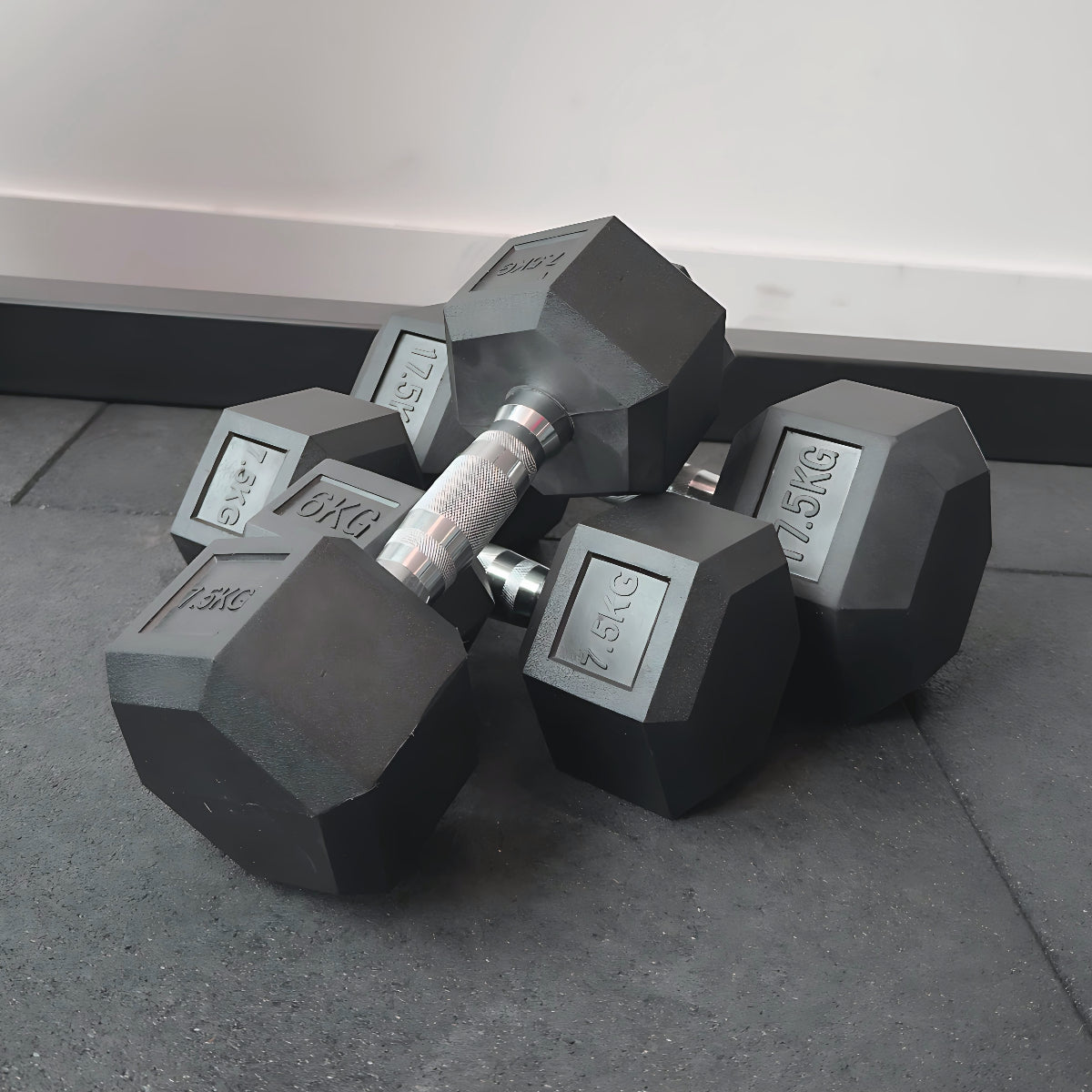 Commercial Rubber Hex Dumbbell Set 5kg–42.5kg (760kg) | Australia-Wide
