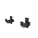 XF10 J-hook attachment pair mounted with steel quick-release pins on a black powder coated bracket
