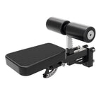 Close-up of the commercial diamond-pattern leather seat and high-density foam rollers on the adjustable lat pulldown station add-on