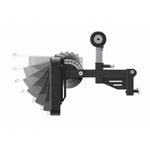 Multi-function lat seat attachment demonstrating 7-level angle adjustment and 13-level height positions with a stainless steel adjustment plate