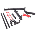 Easy assembly components for FID gym bench with red steel frame