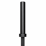Black Olympic barbell sleeve and collar detail on a white background