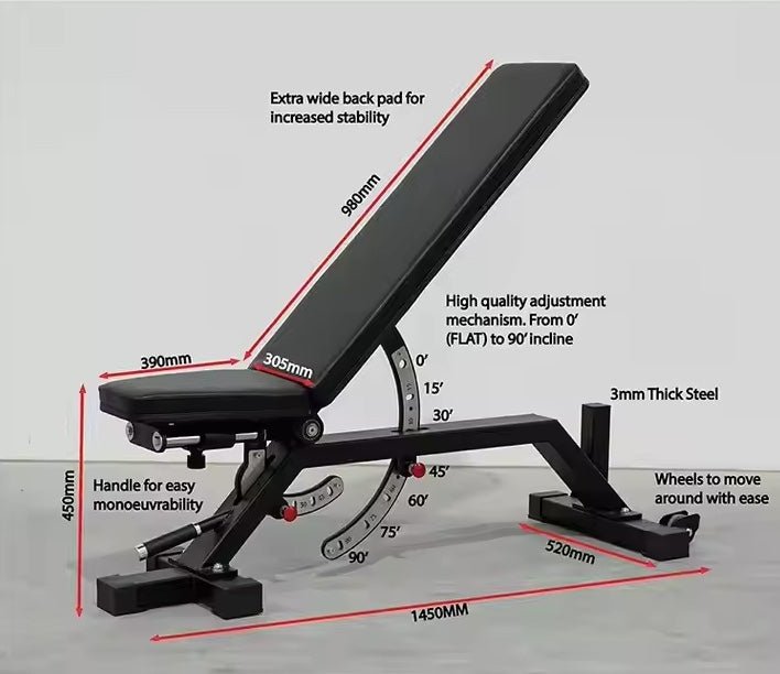 COMMERCIAL ADJUSTABLE BENCH - 9102D - 24/7 Gym Equipment