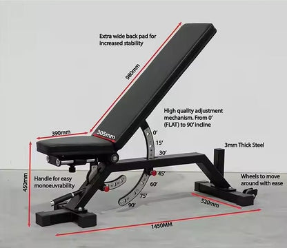 COMMERCIAL ADJUSTABLE BENCH - 9102D - 24/7 Gym Equipment