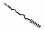 Commercial Olympic EZ Curl Bar with 50mm sleeves and chrome finish for bicep curls and tricep extensions.