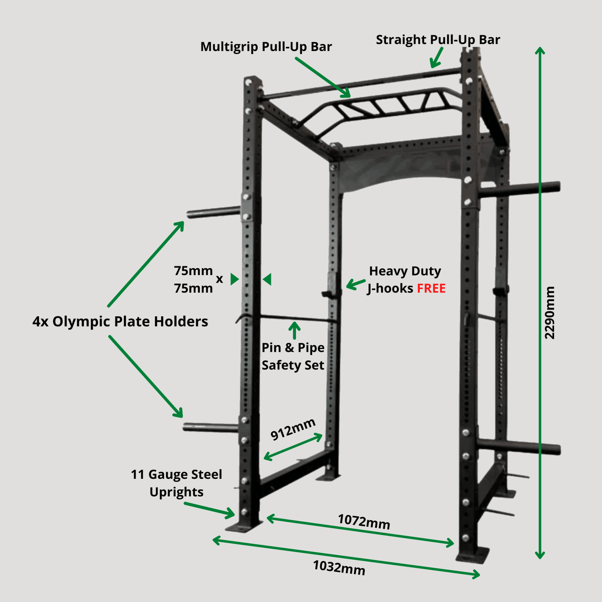 Commercial Power Rack – Heavy-Duty Strength Equipment – 24/7 Gym Equipment