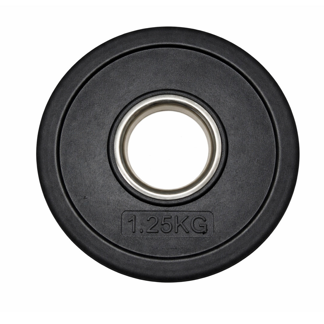 Black rubber 0.5kg Olympic micro plate for strength training progressive overload — single plate
