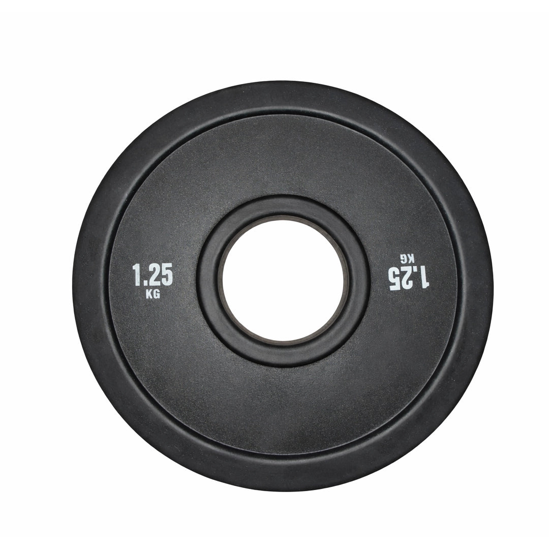 Black rubber 1.25kg Olympic micro plate for progressive overload training — single plate
