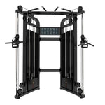 Commercial all-in-one multi function cable machine with dual adjustable pulleys, dual 80kg weight stacks and multi-grip chin up bar — Sydney showroom display unit

