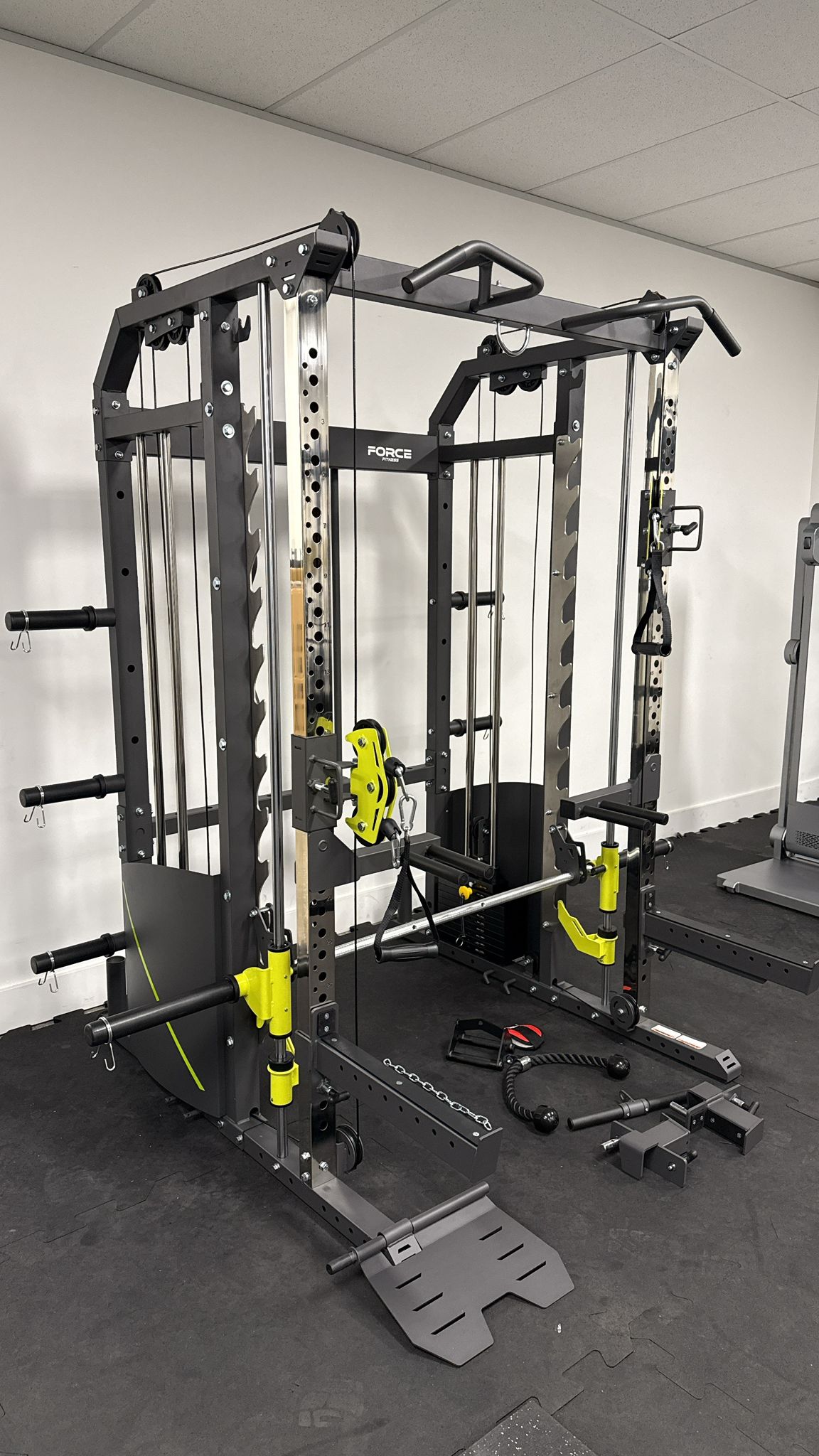 G6S pin-loaded multi functional trainer assembled in a client gym with cable attachments