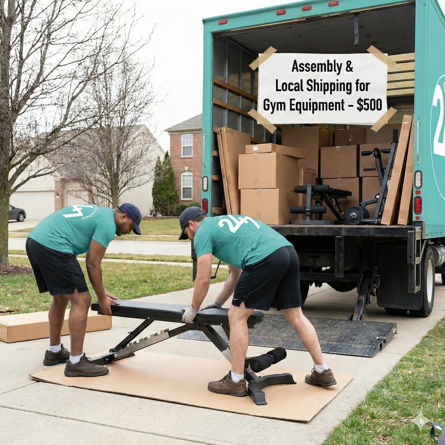 247 Gym Equipment professional assembly team delivering and installing commercial gym equipment in Sydney Metro