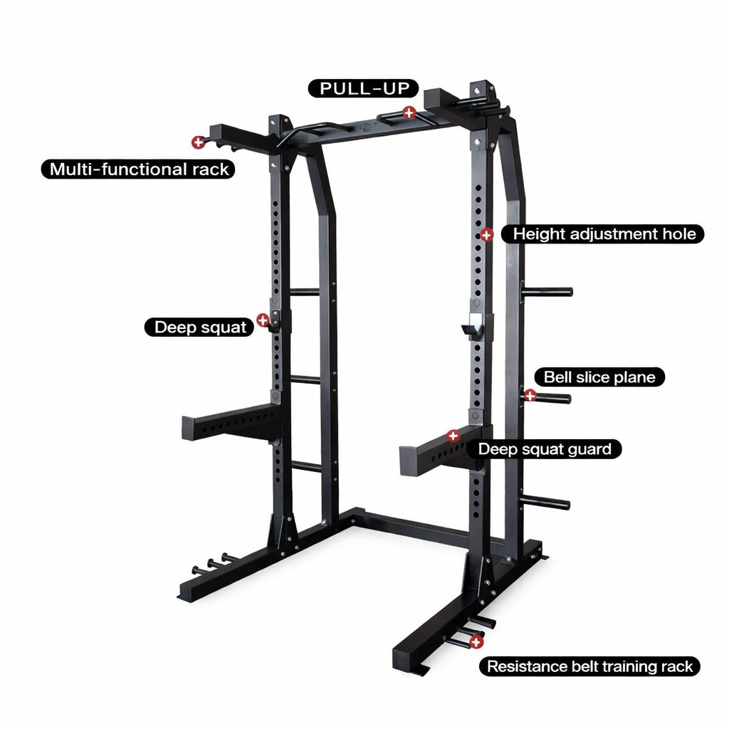 Power Rack Dimensions Diagram showing 153cm width 141cm depth and 234cm height footprint for gym planning.- 24/7 Gym Equipment