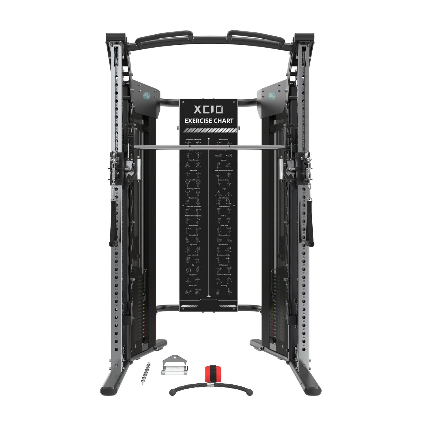 Xf10 Functional Trainer Smith Machine – front angled view showing Smith bar and pulley system