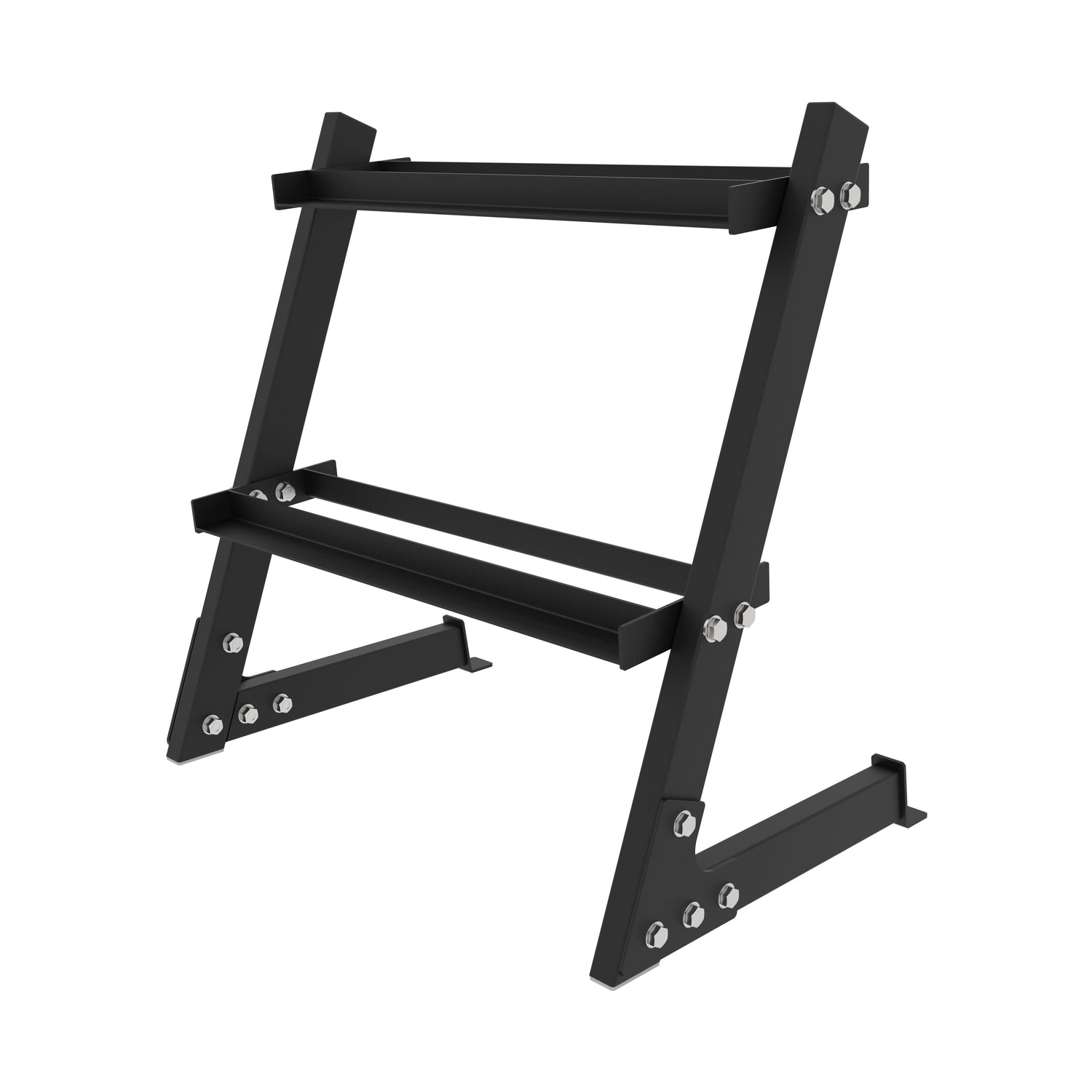 2 tier compact dumbbell rack – space-saving black steel weight rack for home or commercial gym storage in Australia.
